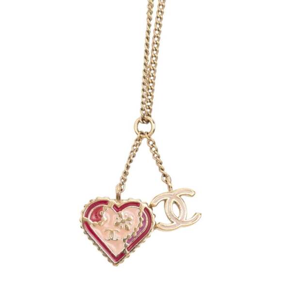 CHANEL Jewelry - Chanel Coco Mark Heart Pendant Necklace 05P Gold Multicolor Plated Women's CH...
